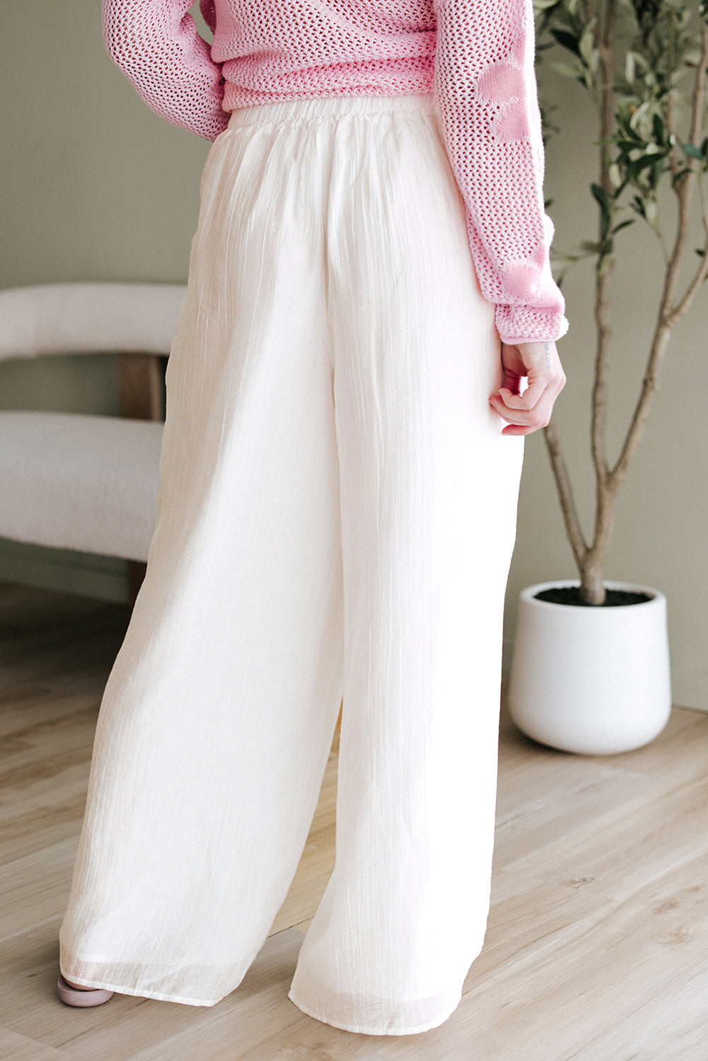 Jessie Casual Tie Waist Pleated Wide Leg Pants-1