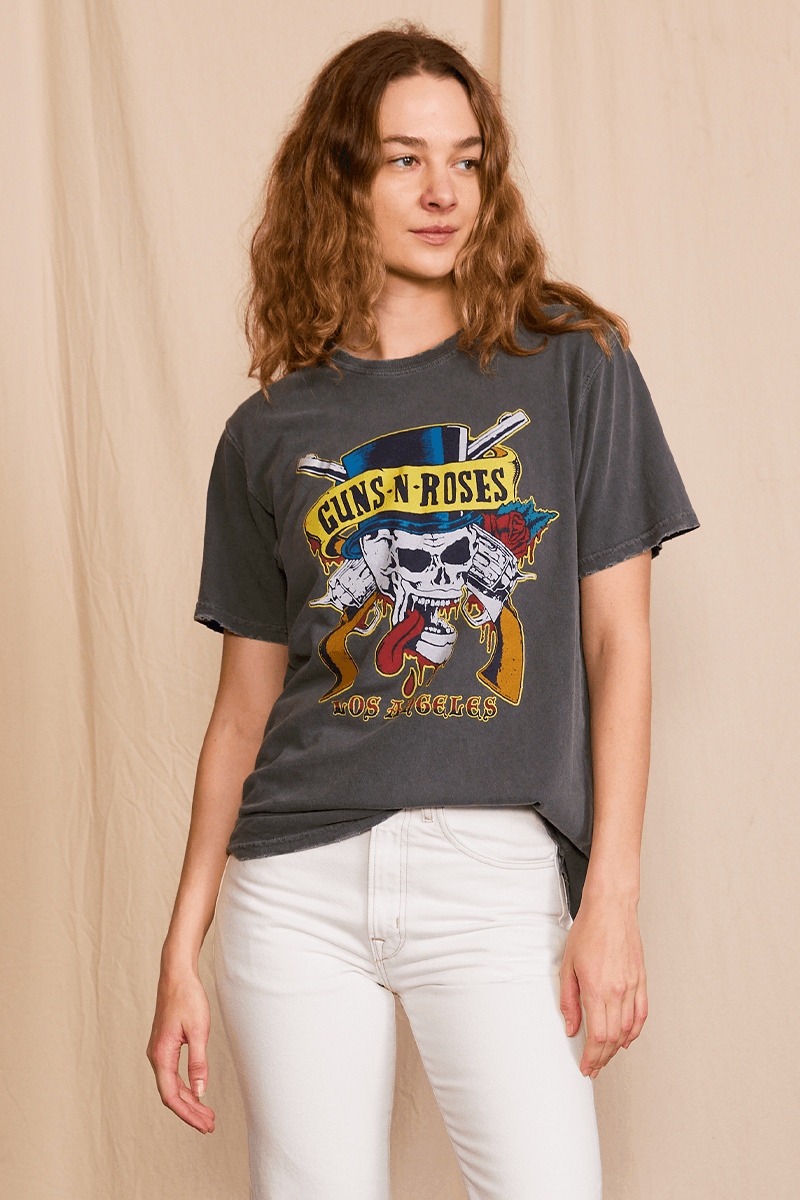 Guns N Roses Los Angeles Top Hat Skull Tee-4