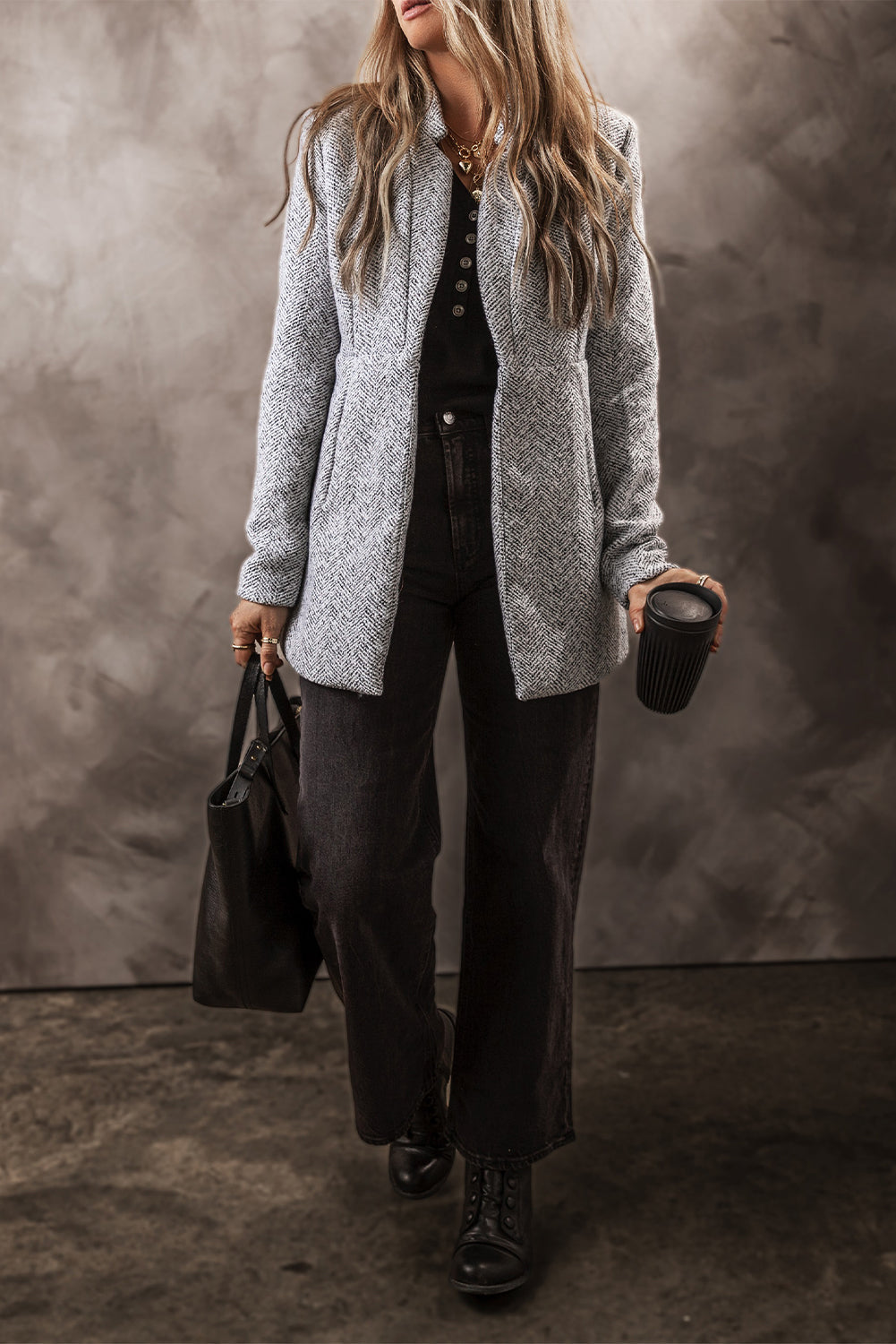 Aitana Lapel Collar Long Jacket with Pocket-3
