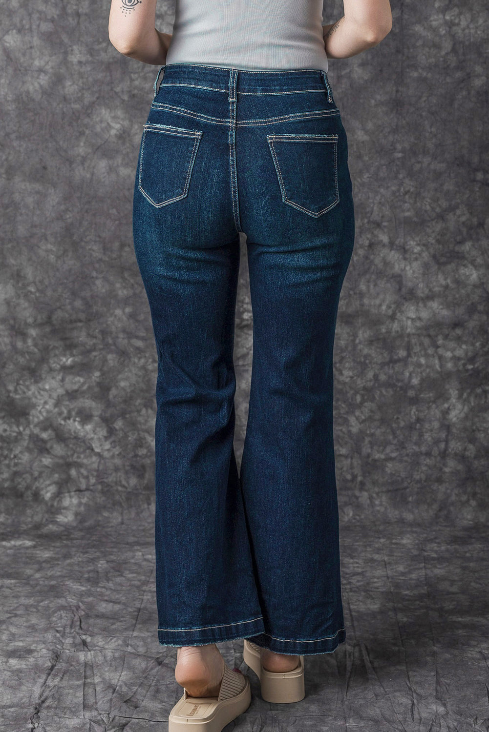 Khloe High Rise Ripped Bell Bottom Jeans-1