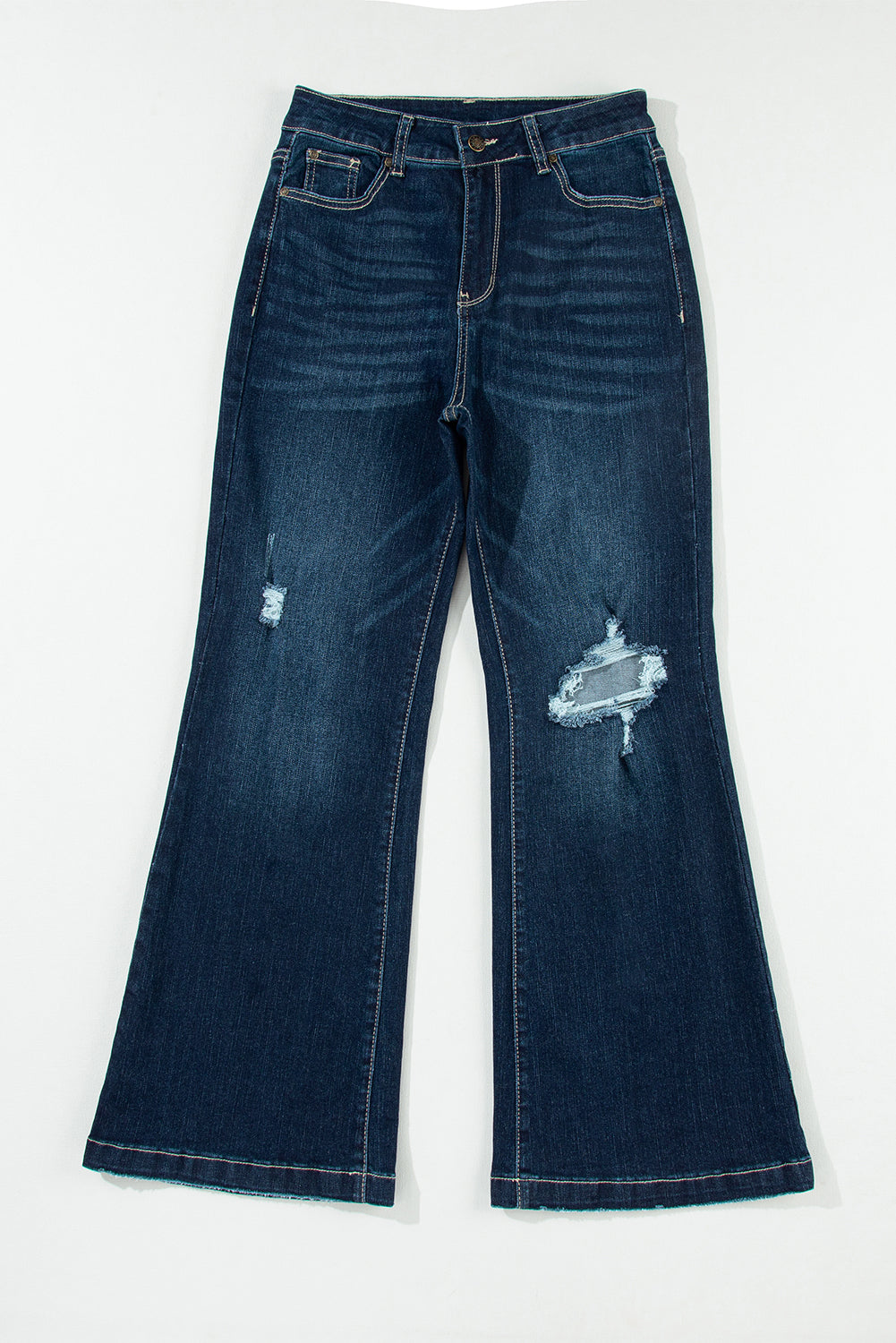 Khloe High Rise Ripped Bell Bottom Jeans-4