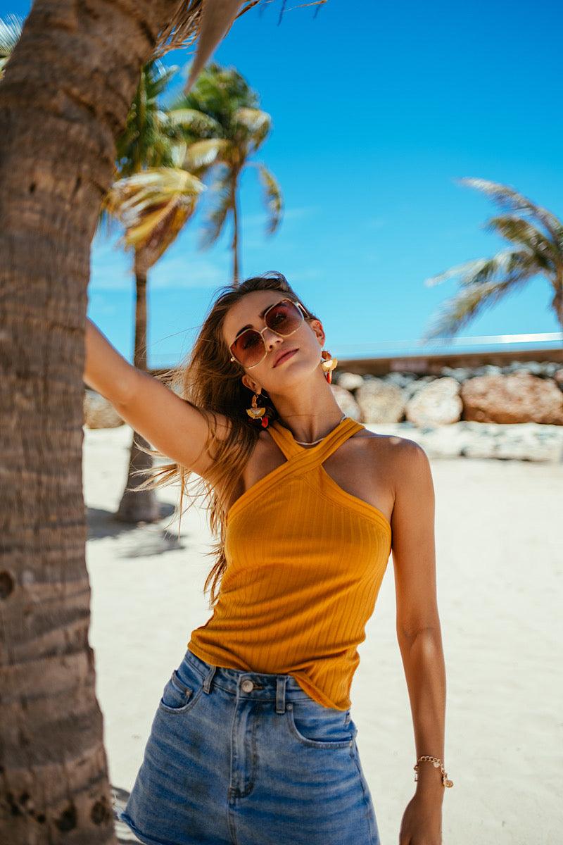 Orange Taylor Halter Top-3