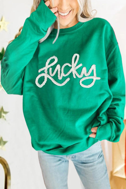 Demi Lucky Chenille Embroidered Pullover Sweatshirt-0
