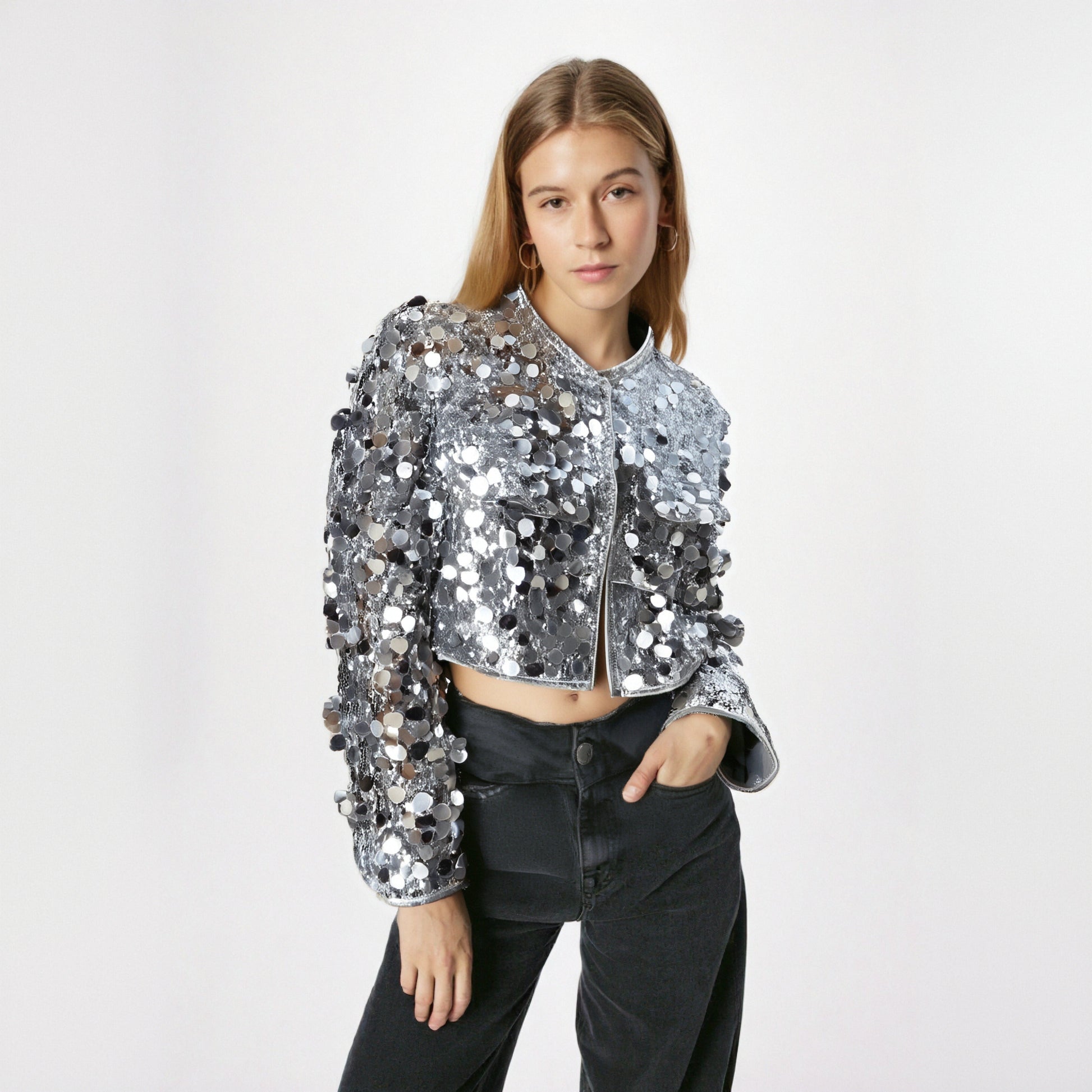 Silver Sequin Jacket For Women, Times Square, BYMANYC New York.-0