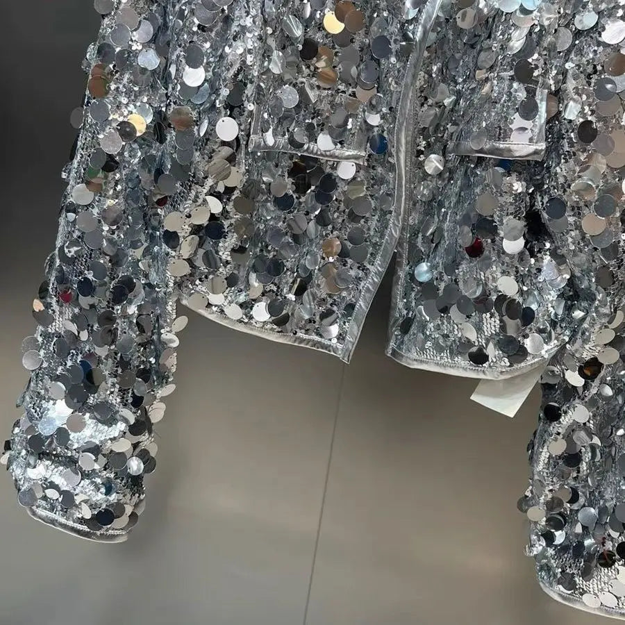Silver Sequin Jacket For Women, Times Square, BYMANYC New York.-1
