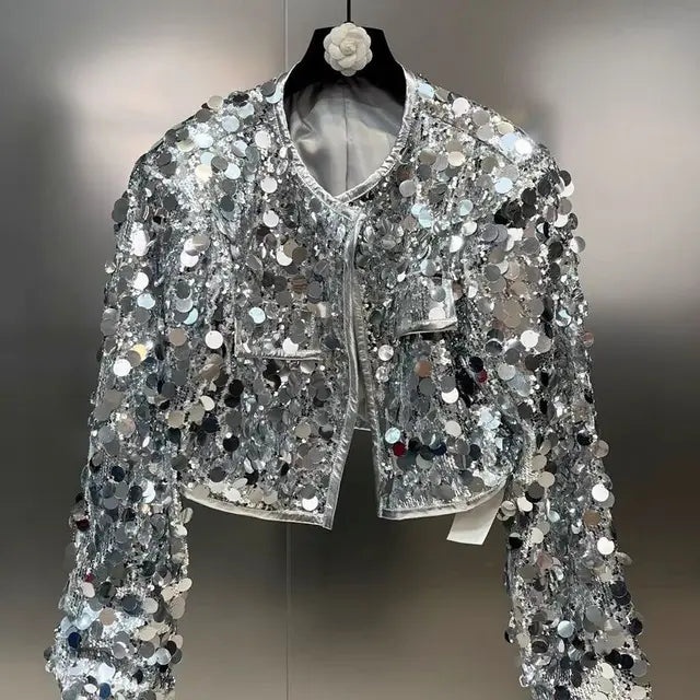 Silver Sequin Jacket For Women, Times Square, BYMANYC New York.-2