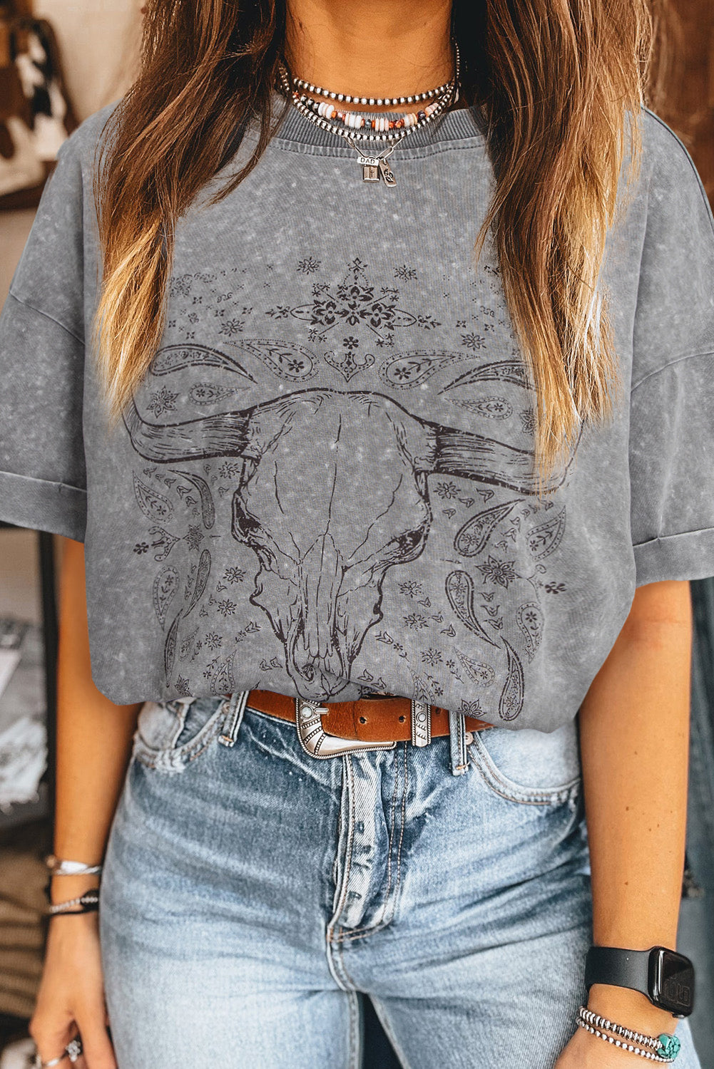 Western Steer Head Tie Dye Tee-1