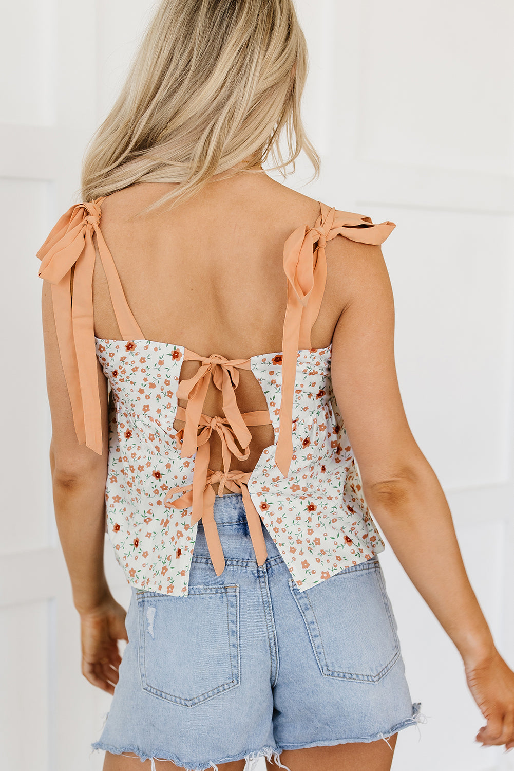 Maia Tied Shoulder Floral Print Babydoll Tank-1