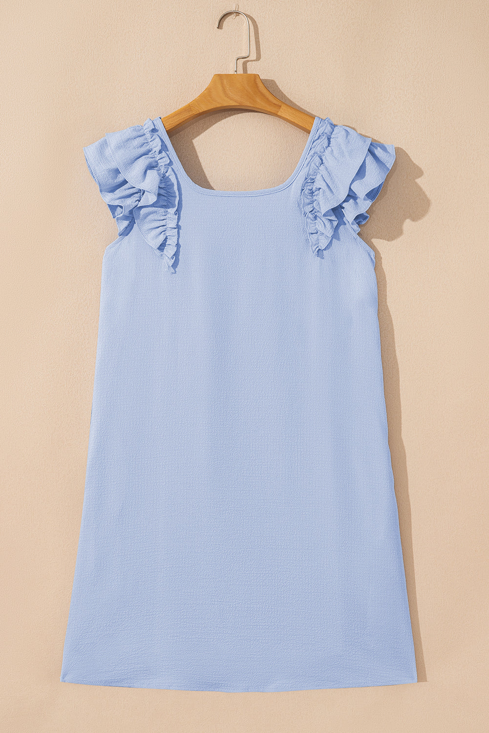 Abigail Textured Flutter Sleeve Bow Back Mini Dress-5