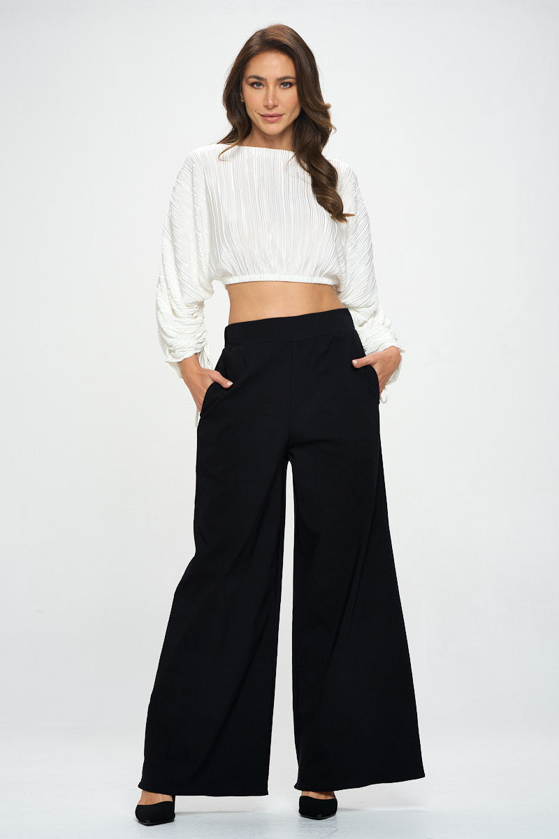 Plisse Crop Top with Adjustable Sleeve and Tie-4