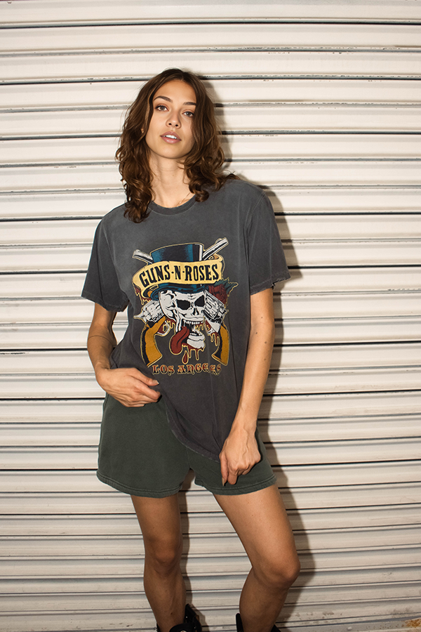 Guns N Roses Los Angeles Top Hat Skull Tee-3