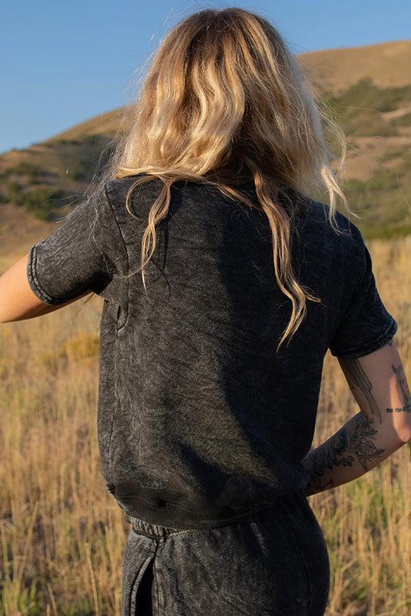 Harmony Washed Black Crewneck Tee-2