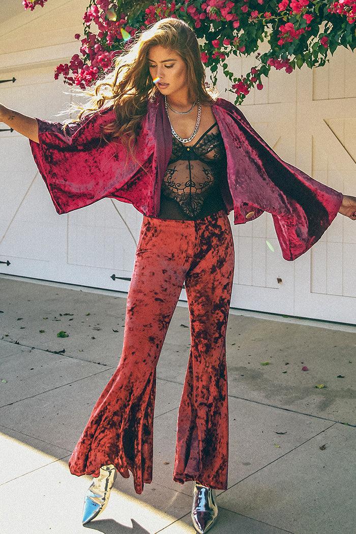 Mel Burgundy Velvet Bells-1